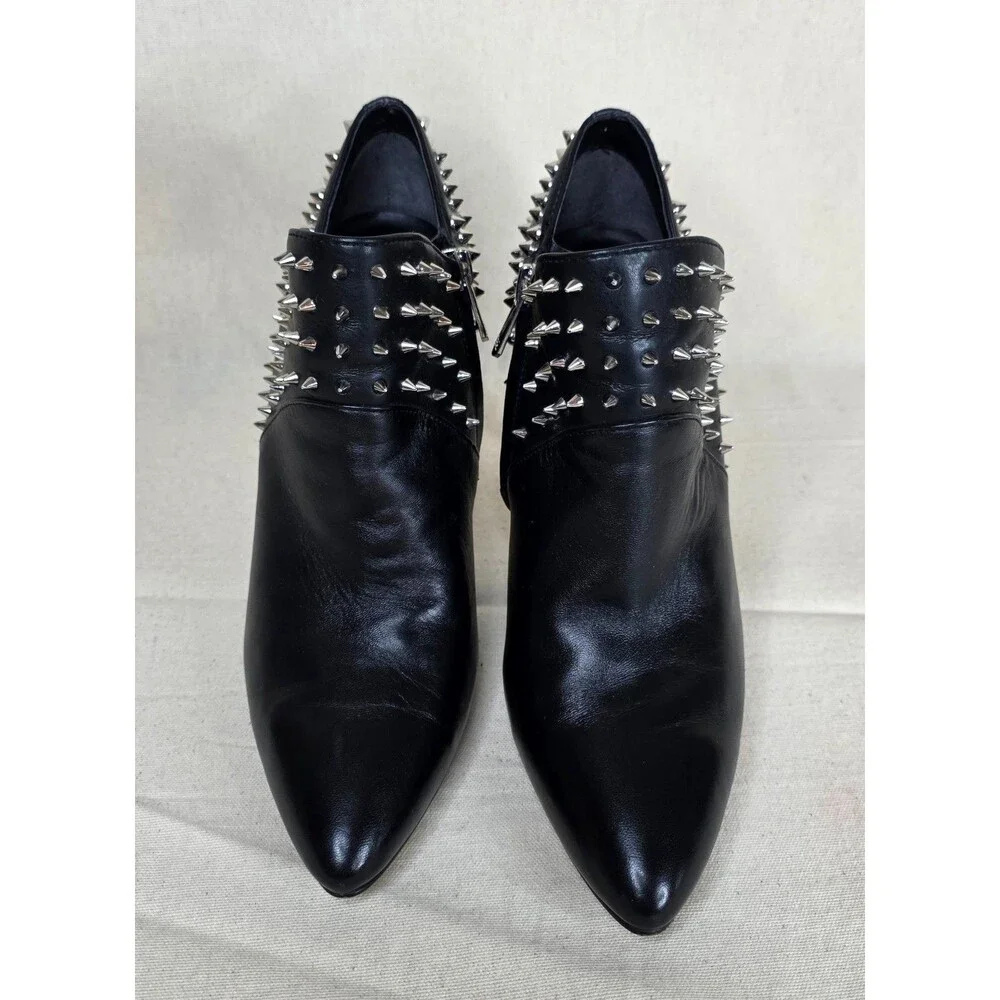 Sam Edelman Wally Studded Leather Ankle Booties Black Pointed Toe Heels 7.5